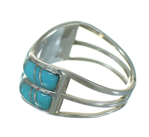 Turquoise Inlay Sterling Silver Ring Size 5-3/4 FX91658